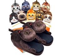 Openhahaha Pantoufles amusantes en mousse à mémoire de forme avec semelle antidérapante, pantoufles d'intérieur moelleuses, chaudes et confortables pour femme, cadeaux pour les amoureux des chats
