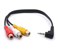 OpenII Câble adaptateur à angle droit avec connecteur 3,5 mm mâle vers 3 RCA femelle