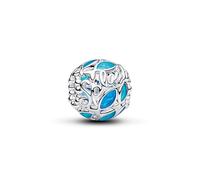Openwork Fish Sterling Silver Charm with Transparent Blue Enamel