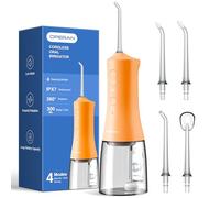 Operan Hydropulseur pour le nettoyage des dents, 300 ml, hydropulseur dentaire sans fil, portable, rechargeable, avec 4 modes, 4 embouts de jet, étanchéité IPX7, pour la maison, les voyages, orange