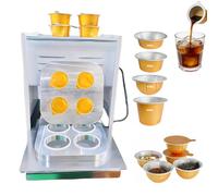 Operculeuse café professionnelle 4 trous, operculeuse thermique manuelle avec écran LCD et contrôle de température, machine de scellage aluminium 300W pour gobelets café 30ML/35ML/41ML/60ML