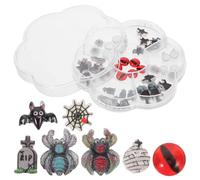 Operitacx 1 Boîte Box de Breloques pour Ongles Halloween en Résine Stable, Design Unique Fantômes et Araignées, Accessoires DIY pour Fête ou Usage Quotidien