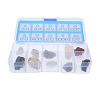 Operitacx 1 Boîte Kit D’échantillons Minéraux, Spécimens de Pierres, Compartimentée en Plastique et Pierre, pour Garçons et Filles et Élèves la Maison, Apprentissage de Géographie