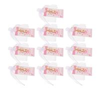 Operitacx 10 Ensembles Lot avec Paquet Organza de Sets de Porte-clés en Métal Forme Empreinte de Pied Cœur Rose et Étiquettes Remerciement pour Retour de Fête de Shower