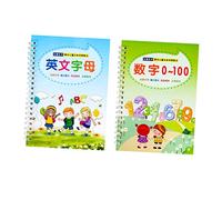 Operitacx 10 Pièces Cahier de Pratique pour Garçon Fille avec Grooves pour Apprentissage des Lettres et Chiffres Anglais Outil de Dessin pour Garçons et Filles