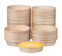 Operitacx 100 Moules à Mini-gâteaux Ronds en Papier Parchemin Beige, Résistants Micro-ondes et Antiadhésifs, pour Quiches et Desserts Lors de Réunions Entre Amis