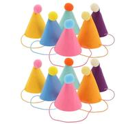 Operitacx 12 Pièces Chapeaux D'anniversaire Décoration Festive pour Animaux de Compagnie, Mini Chapeaux Coniques Pompons Colorés Accessoires Photo pour Chiens, Chats et Lapins pour Fête