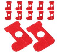 Operitacx 12 Pièces Marqueurs de Verre à Vin en Feutre Rouge, Décor Noël | Attache Rapide Tige, Aide à Identifier les Boissons, Style Festif Réutilisable pour Bar et Dégustation