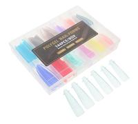 Operitacx 144pièces Kit Extension Ongles Coffin Forme Pointes Incurvées Faux Ongles Gel à Couverture Complète Transparent Macaron pour Manucure DIY