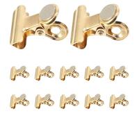 Operitacx 15 Pièces Clip Aimant en Acier Inoxydable Or, Pince Magnétique Puissante pour Tableau Blanc, Clips Larges Résistants pour Porte de Réfrigérateur