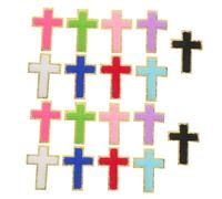 Operitacx 18 Pcs Cross Iron Patches Polyester Embroidered Applique For Clothing Hats Bags Jeans DIY Repair And Decoration