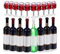 Operitacx 18 Pièces Ensemble De Bouteilles De Vin Rouge Miniatures avec Gobelets À Vin Bouteilles De Vin Rouge De Maison De Poupée Bouteilles De Boisson Miniatures Mini Accessoires De