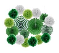 Operitacx 1ensemble Set de Décorations Papier à Suspendre Éventails et Fleurs pour Fête Ornements DIY Papier Crépon Vert pour Anniversaire Mariage et Intérieur