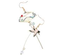 Operitacx 1paire Boucles Oreilles Éventail Chinoises Vintage Élégantes avec Asymétrique Boucles Oreilles Femme Style Rétro pour Collection de Bijoux