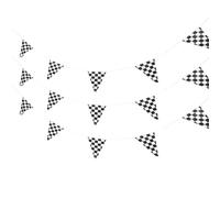Operitacx 2 Ensembles Guirlande Fanions de Course Noir et Blanc, Lot de | Style Inspiré des Courses, Légère et Portable, Installation Facile, pour Zones de Drapeaux et Grands Circuits