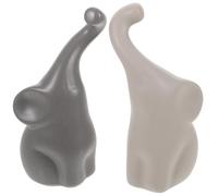 Operitacx 2 Paires Statue Éléphant Couple Céramique Moderne Abstrait | Décoration de Bureau, Tableau de Bord Voiture, Style Ivoire, Format S, Objet Maison Style Aléatoire