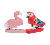Operitacx 2 Pièces Agrafeuse Bois Mini Animaux Faits Main Flamant et Perroquet Accessoire Bureau Décoratif Portable pour Maison École Bureau