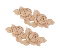 Operitacx 2 Pièces Appliques Décoratives en Bois Sculpté, Beige | Bords Lisses, Finition Brute, Texture en Relief, Grain Visible, pour Cadres et Boîtes en Bois