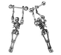 Operitacx 2 Pièces Boucles D'oreilles Légers et Confortables Tête de Mort en Acier Inoxydable Clous D'oreilles Style Punk pour Homme pour Accessoire de Fête