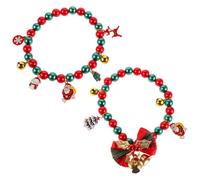 Operitacx 2 Pièces Collier de Noël pour Animaux, Festif, à Grelots, | Chatons et Chiots, Esprit de Fête, Léger, avec Cloche et Pendentif, Usage Familial