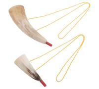 Operitacx 2 Pièces Corne Viking en Corne de Bœuf Authentique, Instrument à Vent Facile à Jouer, Léger et Décoratif, Accessoire Pirate pour Cosplay et Fêtes Halloween