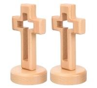 Operitacx 2 Pièces Croix Décorative Chrétienne en Bois avec Support,