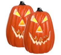 Operitacx 2 pièces Lot de Lampes Citrouille LED Halloween avec Crâne Décoration Automne Intérieur Extérieur Ambiance Effrayante pour Fête et Table