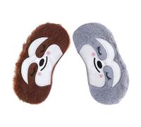 Operitacx 2 Pièces Masque de Sommeil Occultation Lumière pour Garçon et Filles en Peluche Marron Doux Bandeau Ajustable, Design Animal Mignon pour Dormir à L'école la Maison
