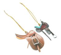 Operitacx 2 pièces Ornement Selle de Cheval Acrylique Suspendu Décoration Voiture Miroir Rétroviseur Western