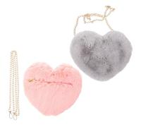 Operitacx 2 Pièces Paquet à Bandoulière Cœur en Peluche Chaîne Longue | Style Frais et Créatif, Léger au Quotidien, pour Cartes et Clés, École et Déplacements