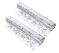 Operitacx 2 Rouleaux Chemin de Table à Paillettes, Chemins de Table en Grenadine Argenté, Facile D'entretien, Ne Se Détend Pas, pour Décorer la Pièce et Fête de Noël