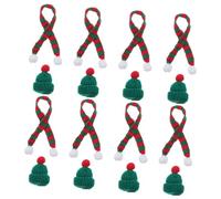 Operitacx 20 Pièces Mini Chapeaux Tricotés et Écharpes de Noël Ensemble Décoration DIY pour Poupées Ornements Miniatures pour Projets Créatifs Festifs Bonnets et Écharpes Rouge et Vert