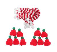 Operitacx 20 Pièces Mini Santa Knit Hats and Scarves Set for Crafts Dolls Small Christmas Ornaments Soft Vibrant Yarn Xmas Tree Decorations