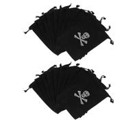 Operitacx 24 Pièces Paquet de Fête Pirates à Cordon de Serrage Design Crâne Unique en Polyester Noir, Pochettes Portables pour Pièces et Jouets, pour Fêtes Halloween