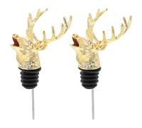 Operitacx 2pcs Bouchons de Bouteille en Alliage de Zinc de Tête de Cerf, Verseurs à Vin Sûrs pour Bouteilles de Vin et Huile, Maison Fêtes