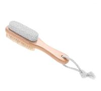 Operitacx 2pcs Brosse à Callosités Double Face en Bois avec Pierre et Poils de Porc, Poignée Confortable et Cordelette Tressée pour Pédicure Exfoliante Professionnelle