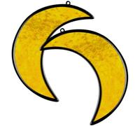 Operitacx 2pcs Capteur de Soleil en Acrylique Jaune de Lune, à Suspendre Délicate pour Fenêtre ou Mur, Décoration Colorée et Lumineuse