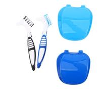 Operitacx 2Set Boîte de Nettoyage pour Dentier avec Panier Filtre et Brosse | Boîtier Transparent en Plastique, Large, Pieds Surélevés, Empilable, pour Appareils Dentaires et Gouttières