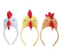 Operitacx 3 Pièces Bandeau de Tête Coiffe de Poulet en Peluche et Plastique, Accessoire de Costume Amusant et Festif pour Fêtes et Mascarades, Maintien sans Glisser Facile à Assortir