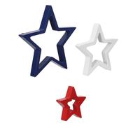 Operitacx 3 Pièces Décorations Patriotiques en Bois D'étoile Robustes Fête de L'indépendance, Ornements Suspendus Vintage pour Maison et Boutique