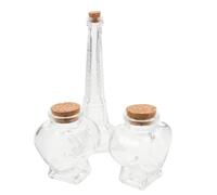Operitacx 3 Pièces Ensemble de Carafe à Sable de Mariage en Verre Cœur | Cérémonie D’union, Souvenir Romantique pour Noces ou Anniversaire, Format Mini 8x6x4cm, Transparent