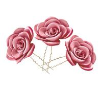 Operitacx 3 Pièces Épingle à Cheveux Rose de U, Accessoire pour Cheveux de Mariée, Alliage et Tissu Soie, Style Vintage, pour Mariages et Célébrations