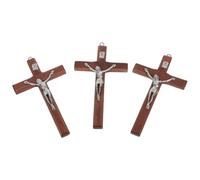 Operitacx 3 Pièces Pendentif en Bois Marron de Croix de Jésus, Décoration Suspendue Élégante et Rétro pour Noël ou Anniversaires, pour Créations DIY et Décorations D'intérieur