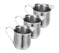Operitacx 3 Pièces Pichets à Lait Acier Inoxydable Pichet Mousseur à Lait pour Café et Espresso Design Moderne et Compact Chaleur et Facile à Nettoyer pour Famille