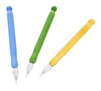 Operitacx 3 Pièces Stylo Verre Transparent Ensemble Multi-usage avec Pointe Fine Colorée Or Bleu Vert pour Écriture Calligraphie et Signature Pratique pour Étudiants et Artistes