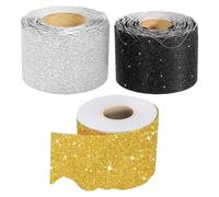 Operitacx 3 Rouleaux Autocollant Décoratif pour Tableau de ordure en Paillettes Ondulées, Autocollant Brillant Auto-adhésif Rentrée Scolaire Décoration Scolaire