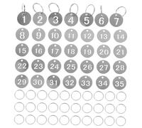 Operitacx 35 Pièces Étiquettes Numérotées Creuses Acier Inoxydable Plaques Rondes Robustes pour Identification Clés Bagages Organisation Facile