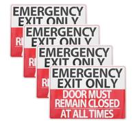 Operitacx 4 panneaux de sortie de secours - Alarme sonore en cas d'ouverture de porte - Signalisation incendie pour évacuation intérieure de bureaux et commerces - 25,4 cm x 17,8 cm