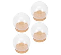 Operitacx 4 Pièces Couverture de Fleur Préservée, Cloche en Verre Ronde Bouchon en Liège, Kaki, Verre et Liège, Protège L’Objet, pour Familles et Amis, Présent de Crémaillère et Fête du Vin