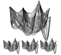 Operitacx 4 Pièces Décorations en Tissu Effrayant pour Halloween, Filet Noir 76 X 183 Cm, , Décoration Extérieure pour Porte et Fenêtres, Accessoire de Fête D’halloween